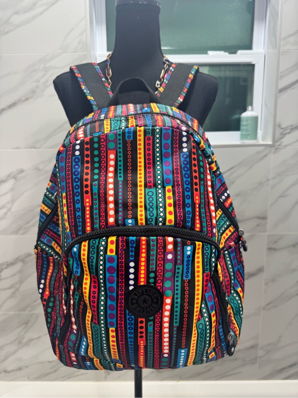 Kipling Multicolor Striped Backpack